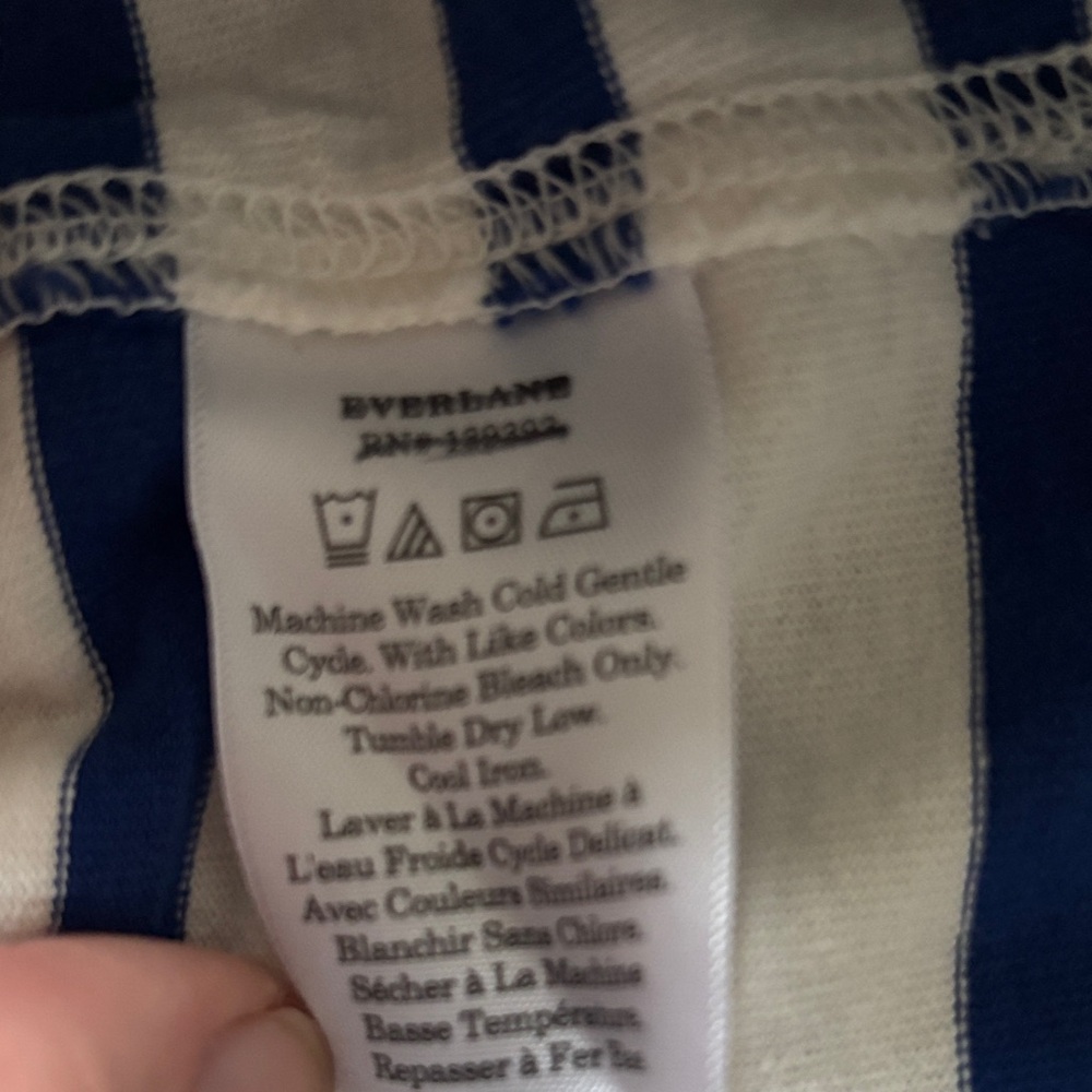 Everlane Navy and White Striped Long Sleeve Dress, new without tags - Picture 4 of 7